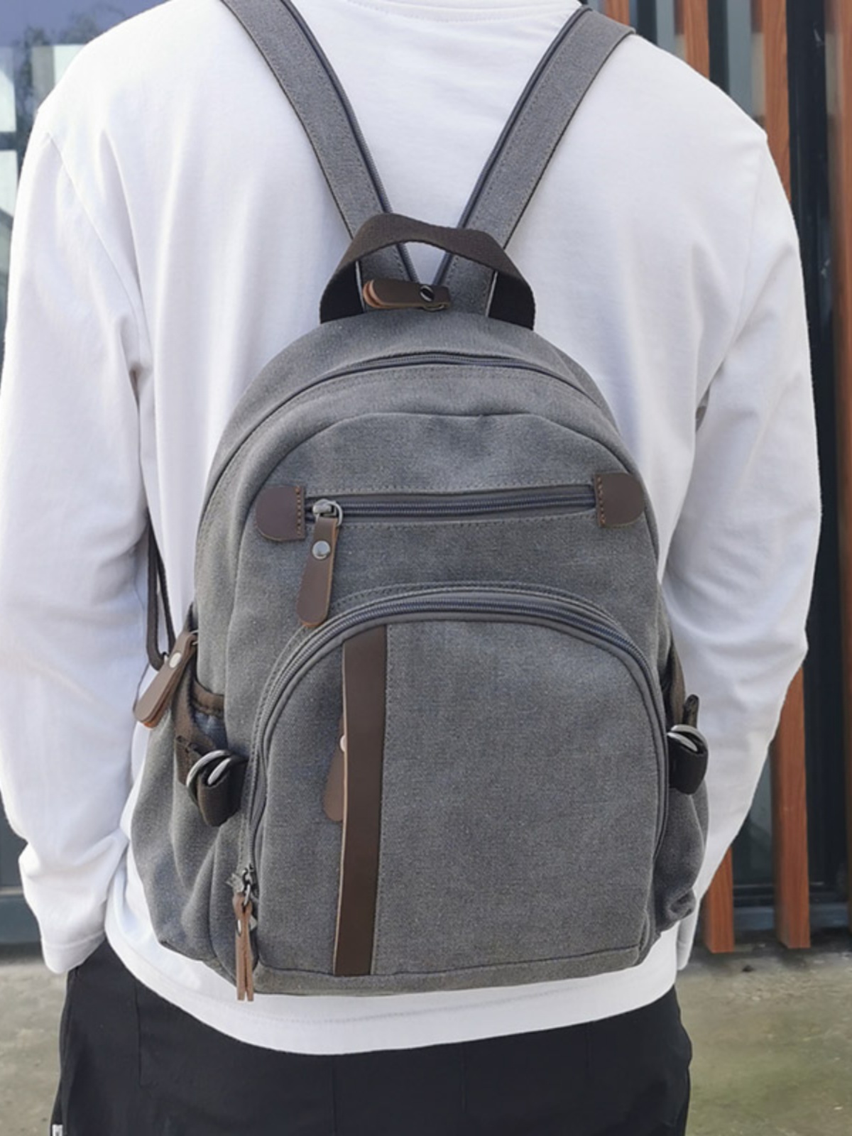 Canvas Backpack Casual - Kleiner Canvas-Rucksack für Herren, multifunktionale Sport-Brusttasche,