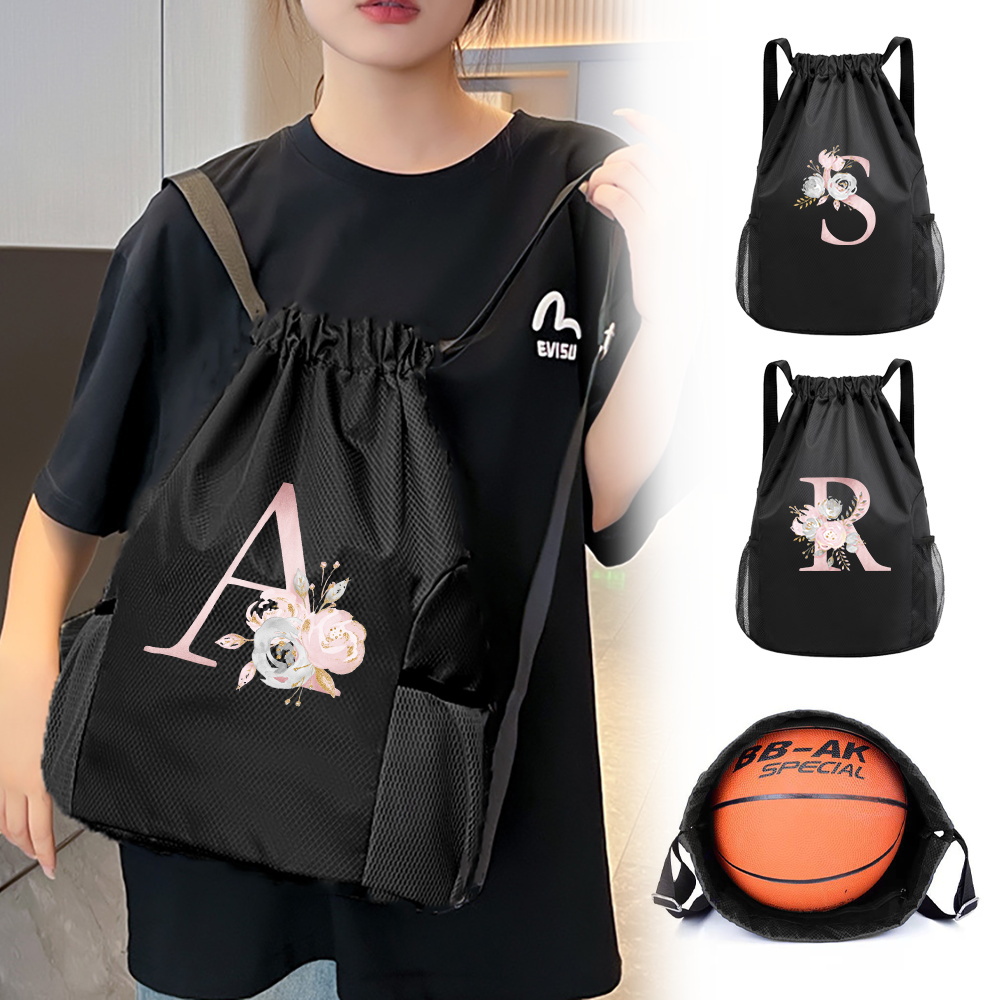 Drawstring Gym Bag - Schwarzer Turnbeutel mit Kordelzug, Sportrucksack, wasserdichte