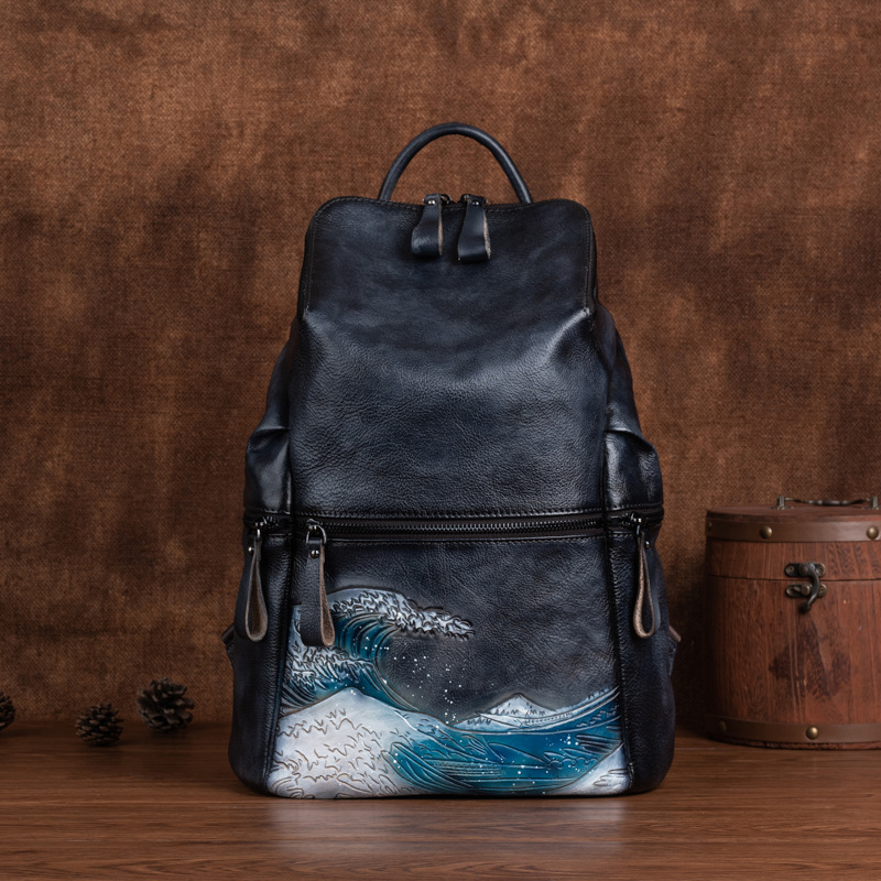 Echte echtem Weichem Leder Fra – Leather Backpack Vintage Bewertung und Preis