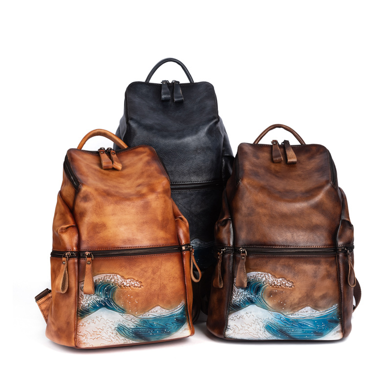 Echte echtem Weichem Leder Fra – Leather Backpack Vintage Bewertung und Preis